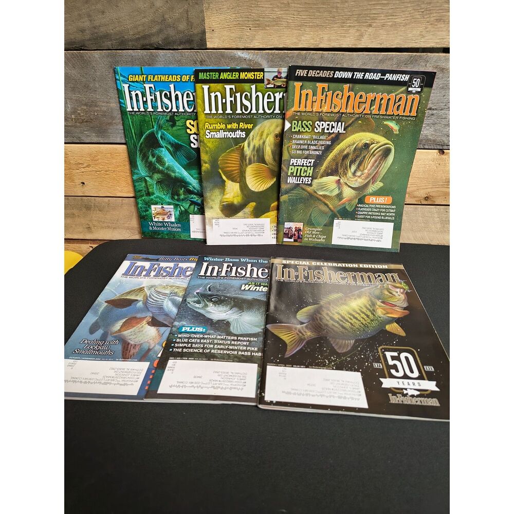 Lot of 6 In-Fisherman Magazines - 2024-2025 - Fish, Bass, Walleye, Crappies